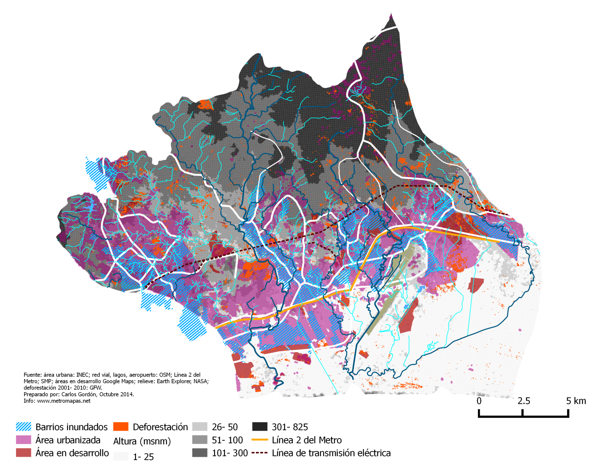 Map of flooded areas in Juan Diaz Watershed, Panama City - Wetlands ...